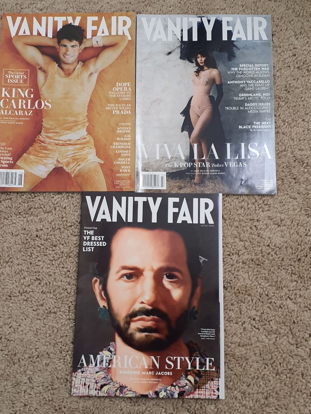 Vanity Fair magazine Lot of 3 Summer, Style & Sports Issues Featuring Carlos